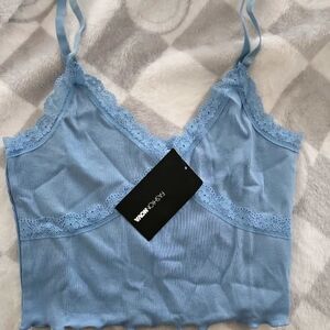 Nwt Blue Lace Crop Top Fashion Nova